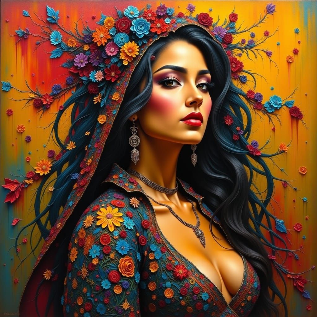 Vibrant Latina Goddess in Golden Light