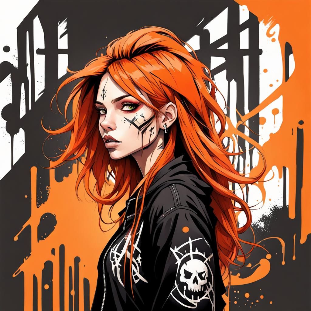 Arcane Vi Inspired Graffiti Art of Teen in Sketchbook Style