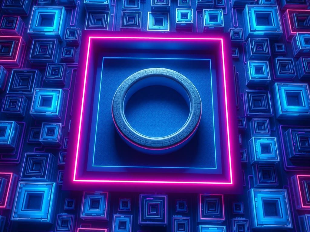 Surreal Geometry in Neon Blues and Purples