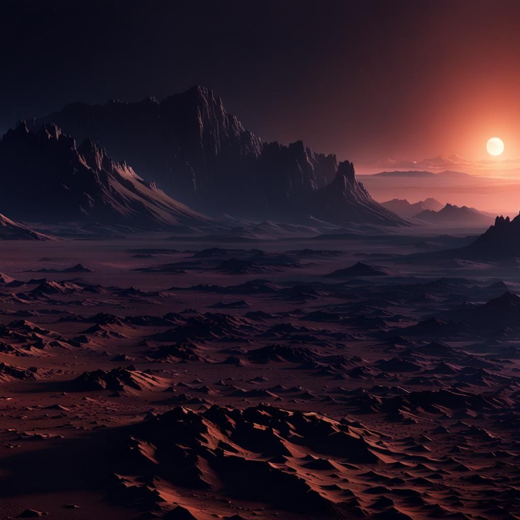 Epic Martian Desert Night: A Digital Painting