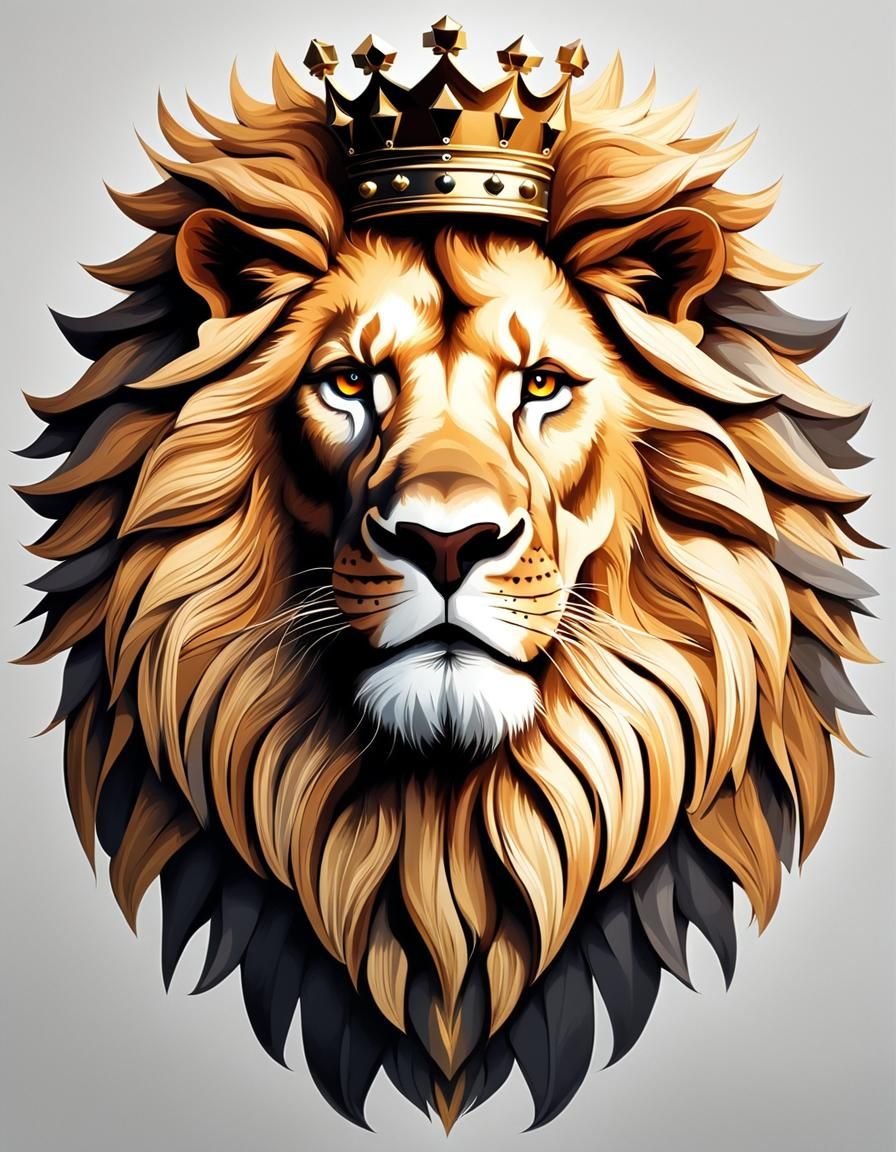 Crowned Lion: An Abstract Pixelated Masterpiece
