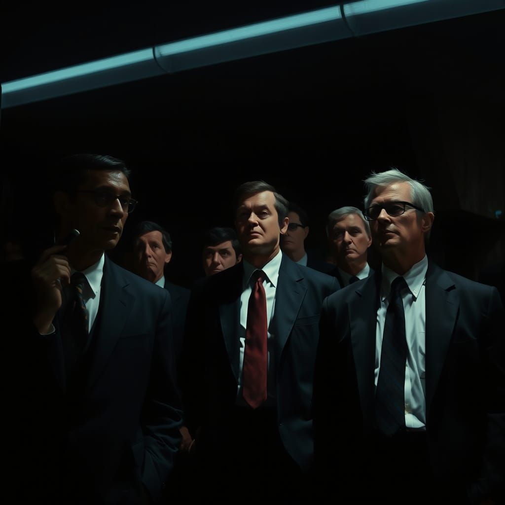 Film Noir Scene of Observers in Formal Wear