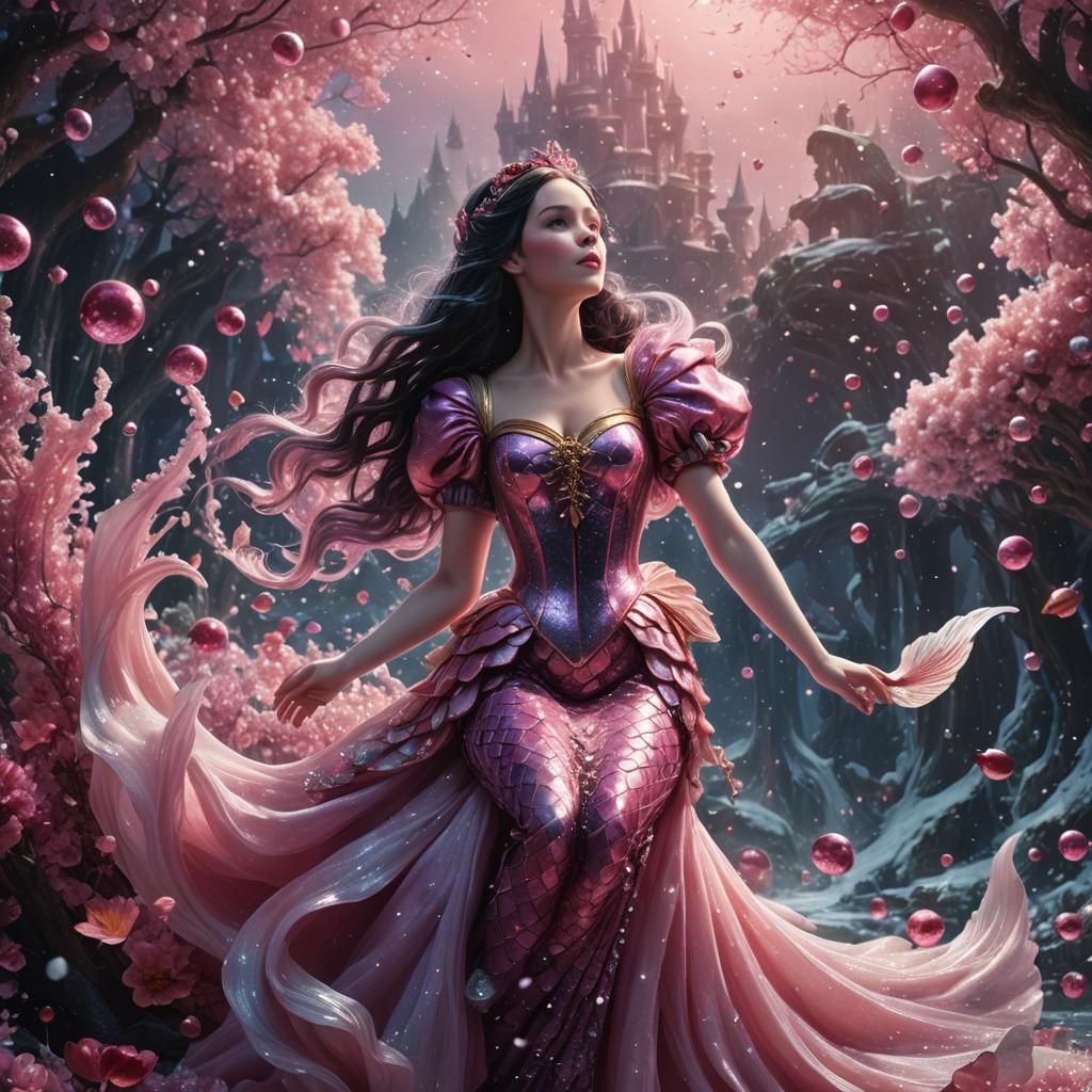 Snow White Space Mermaid with Pink Sparkles