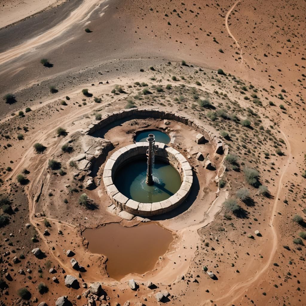 Well in African Desert Landscape