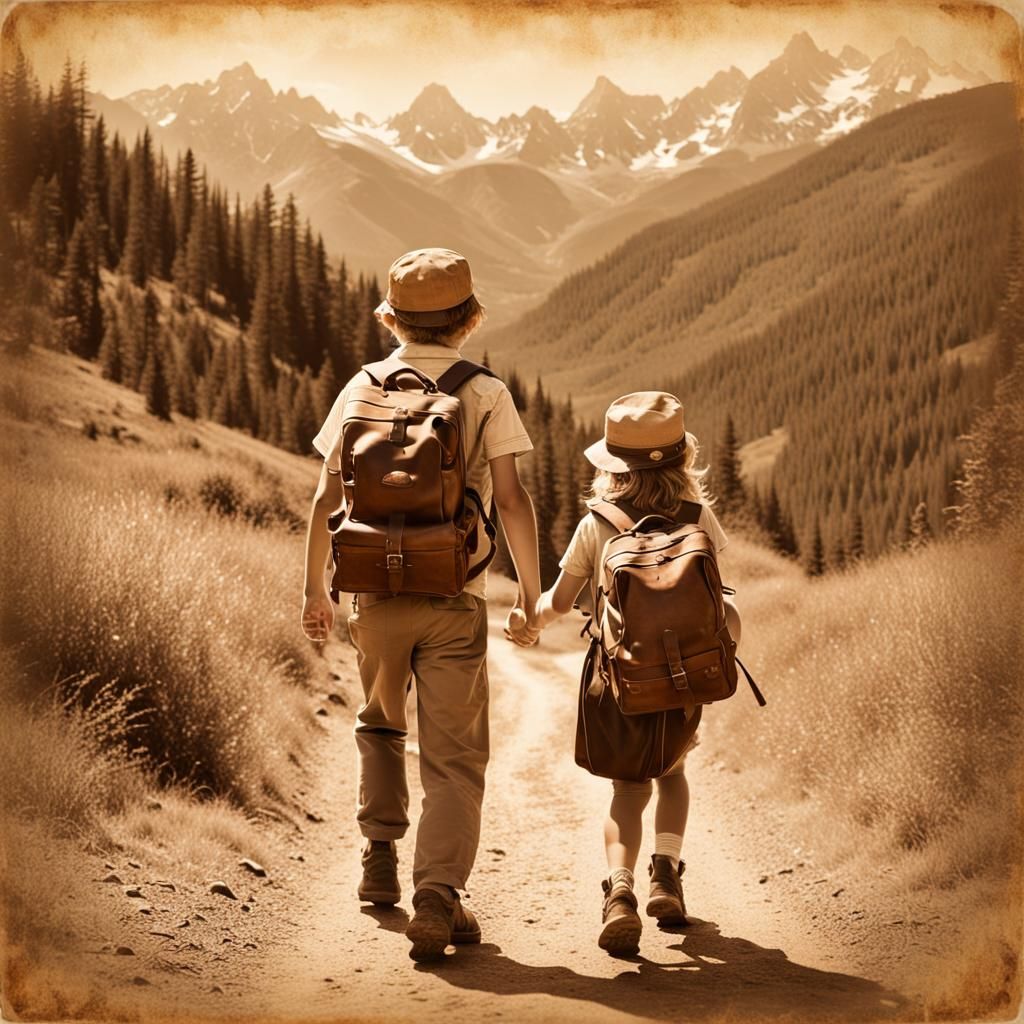 Brother and sister embarking on a quest, captured within a l...
