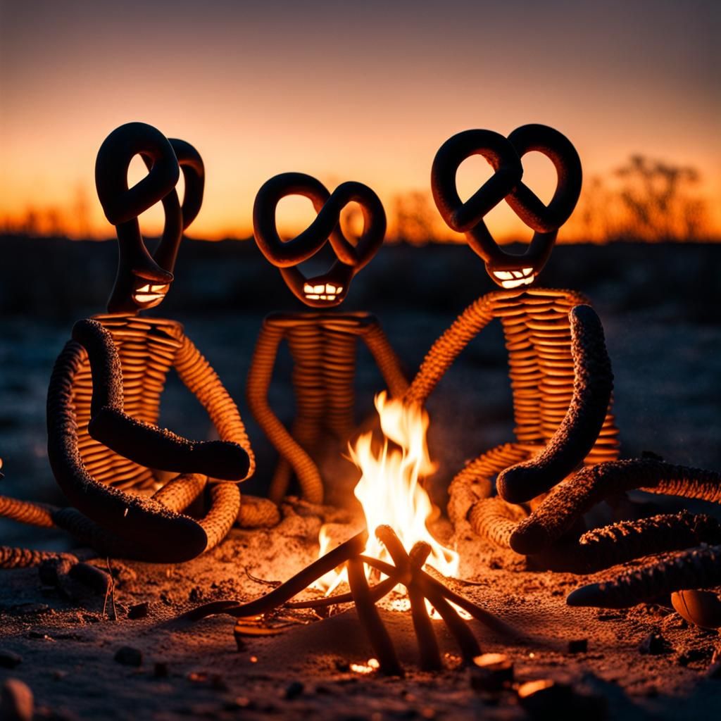Pretzel People Gather 'Round Campfire at Sunset