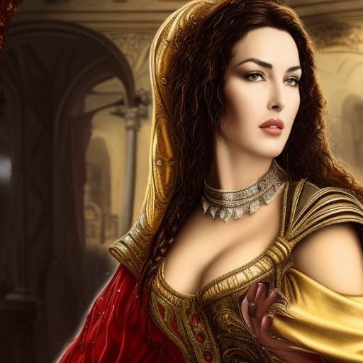Medieval Queen with Red Hair, Digital Art