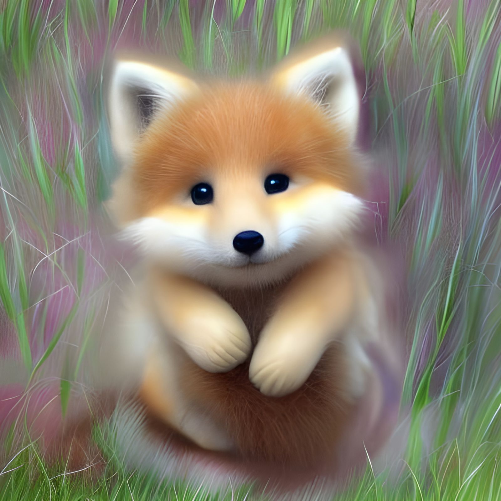 Baby Fox in Sunny Grass
