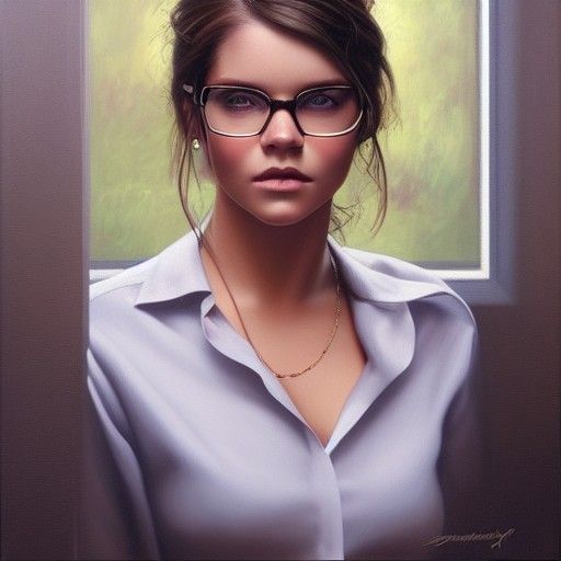Powerful Businesswoman Portrait as Oil Painting