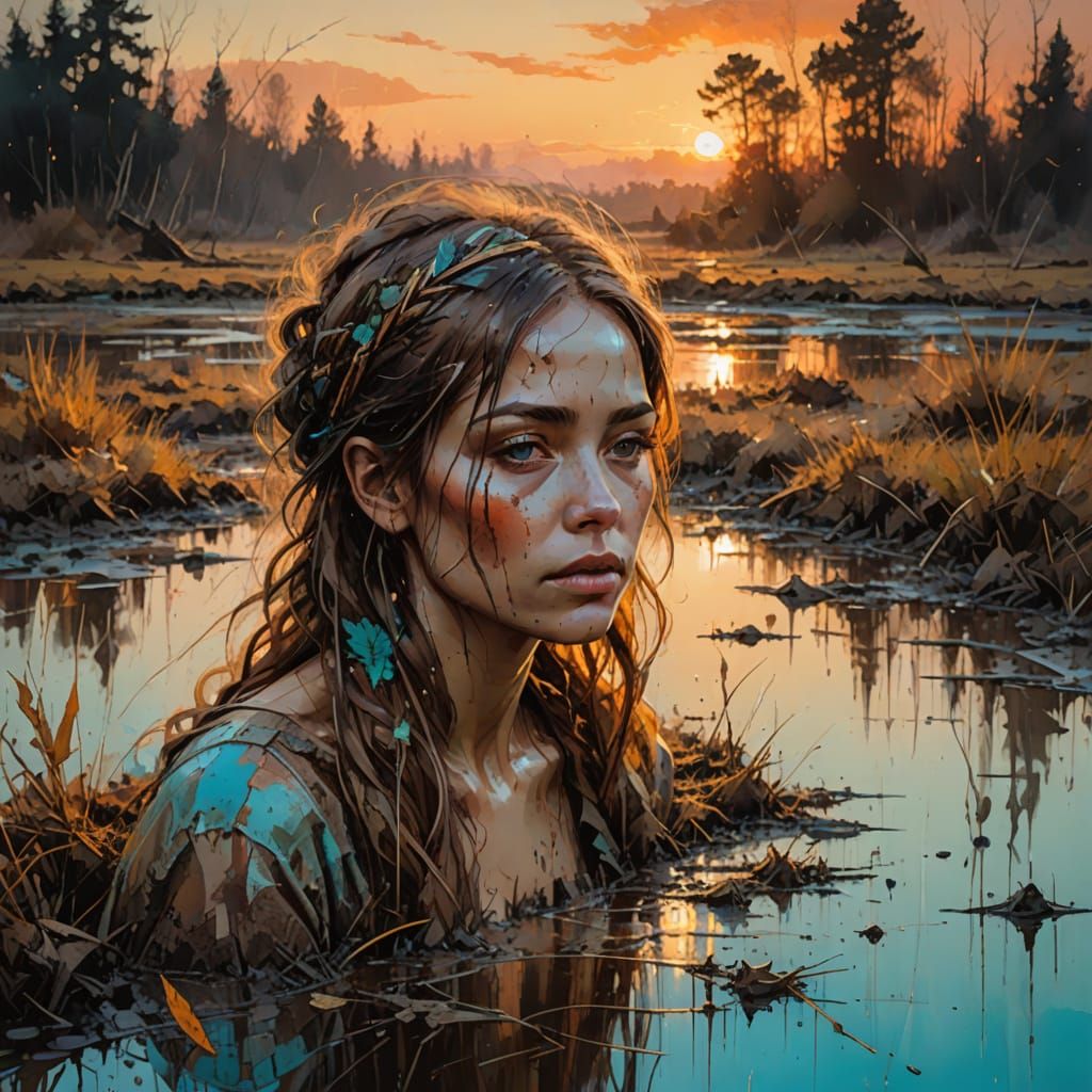 Surreal Sunset Landscape in Vibrant Earthy Tones