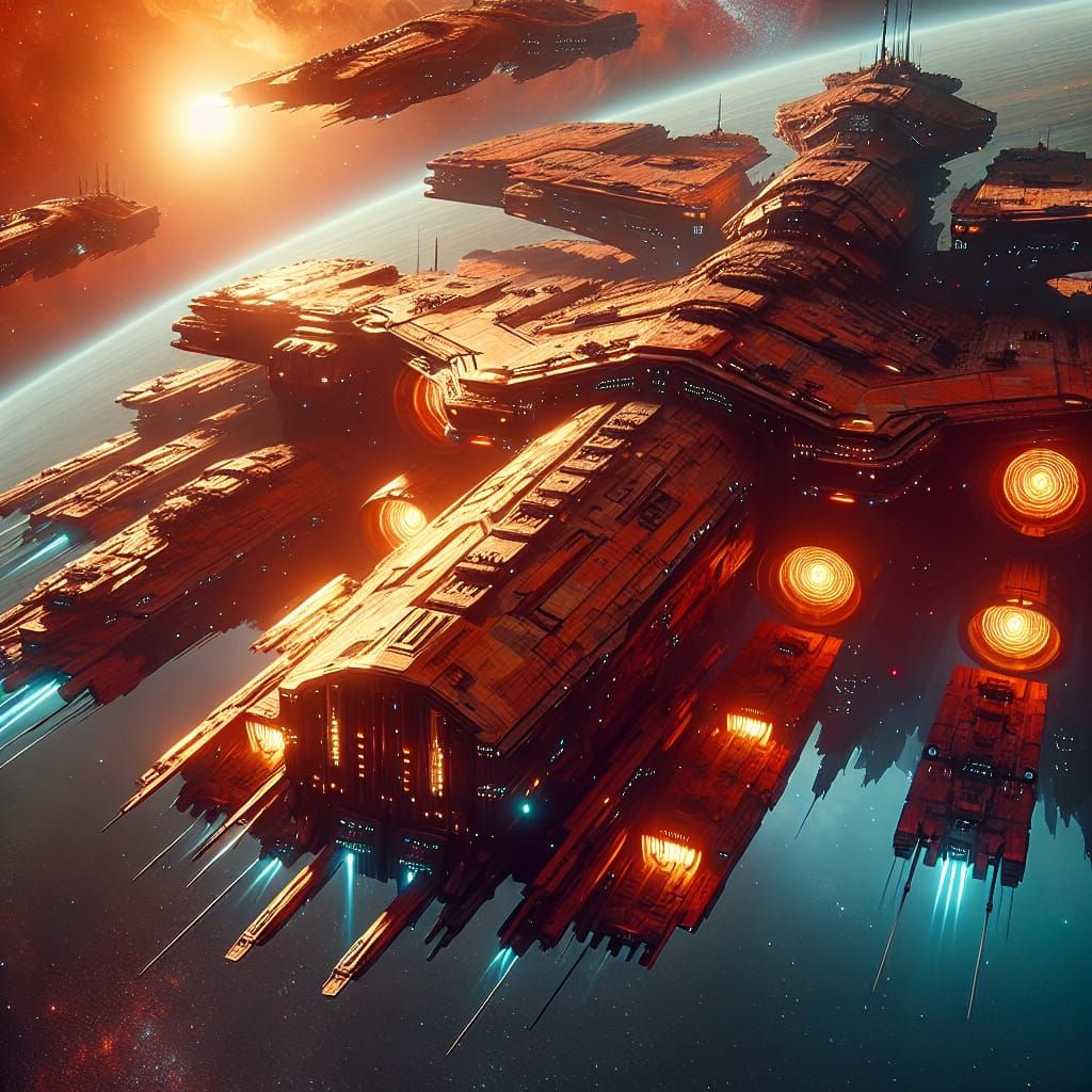 Majestic Orange Armada Dominates Deep Space