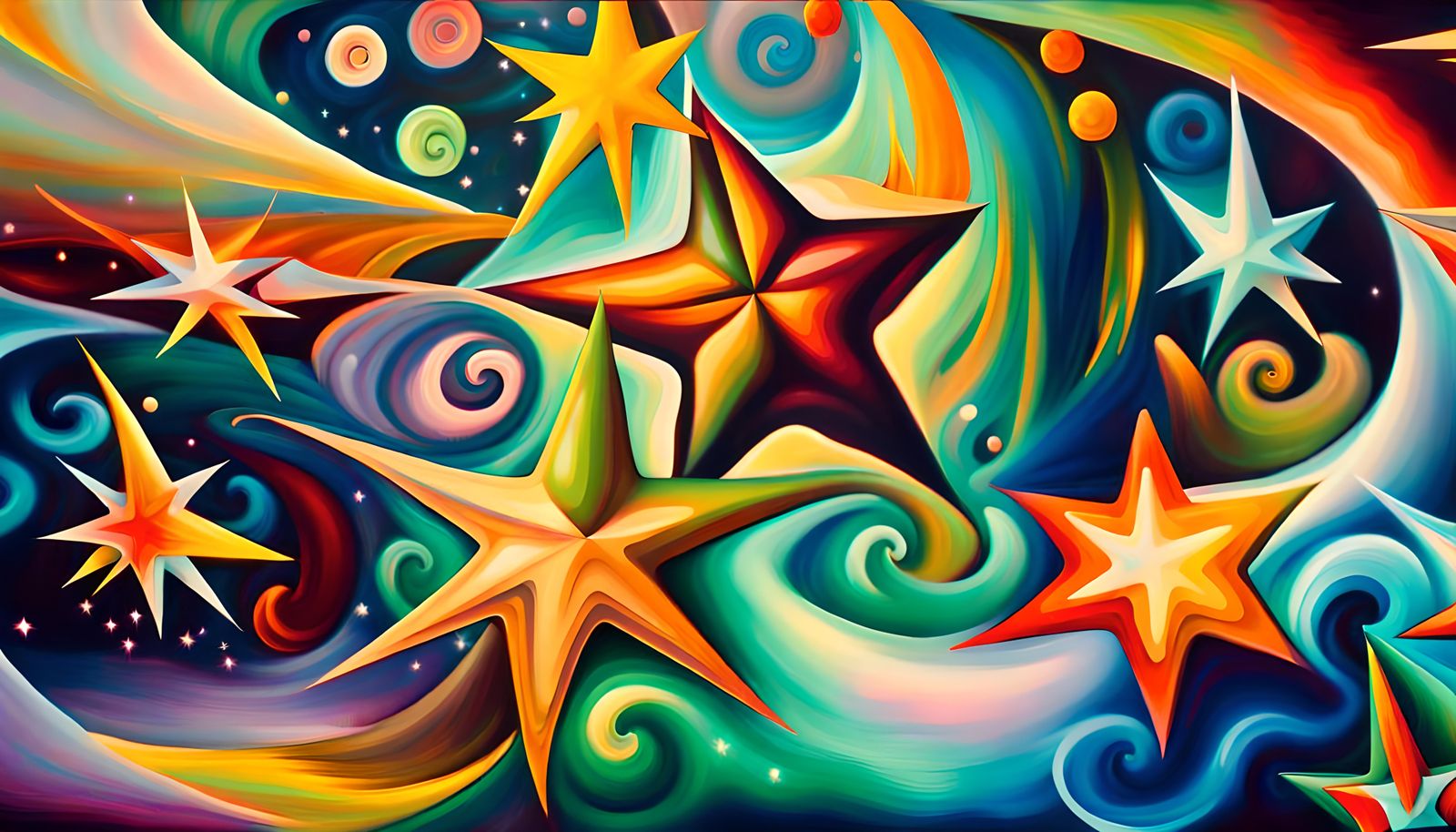 Iridescent Stars Swirling in Electro Magnetic Plasma Maelstr...