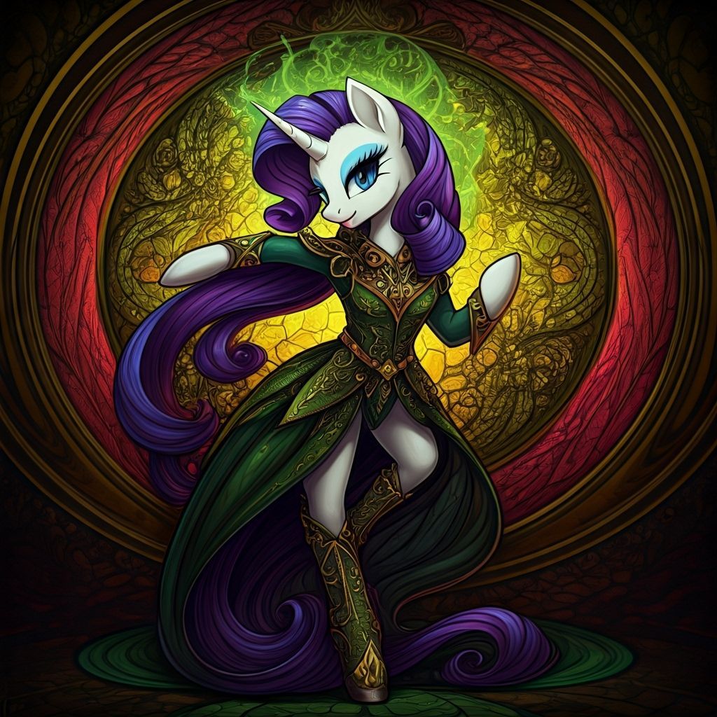 Rarity as Poison Mage Dancer in Stained Glass Style