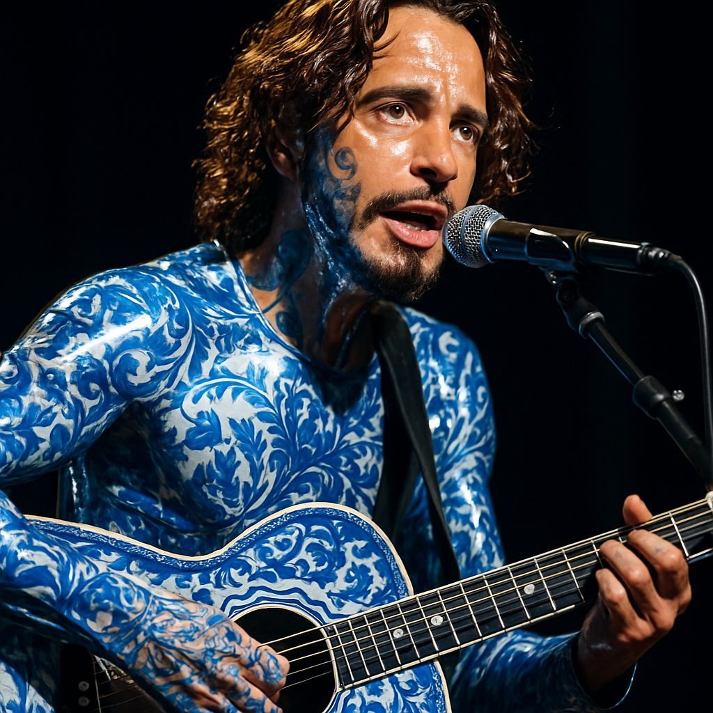 Chris Cornell Ceramic Portrait with Glossy Finish