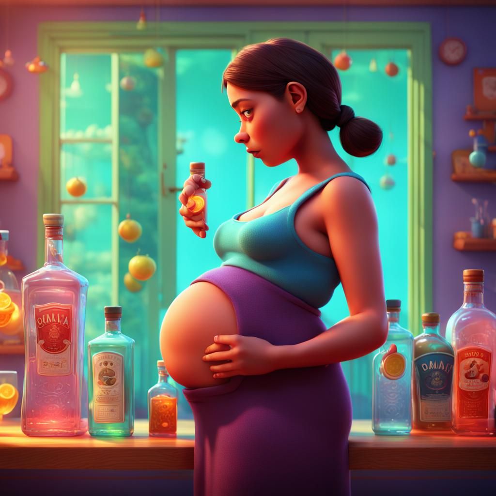 Young Pregnant Woman: Pixar-Style 3D Digital Art