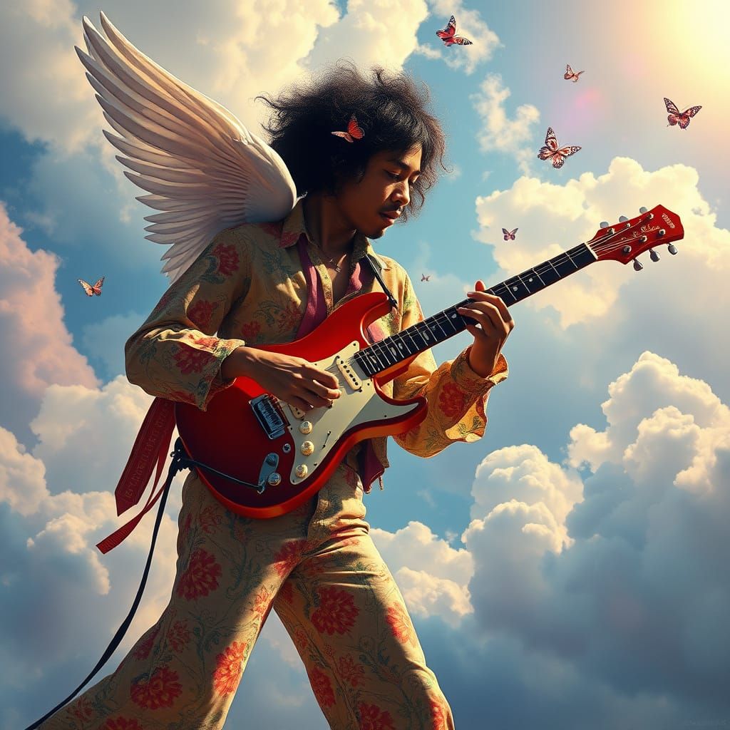 Jimi Hendrix Paints Little Wing in Whimsical Hyperrealism