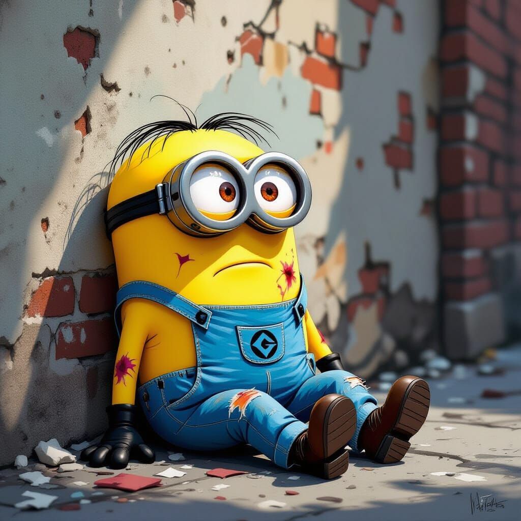 Battered Minion in Gritty Comic Style
