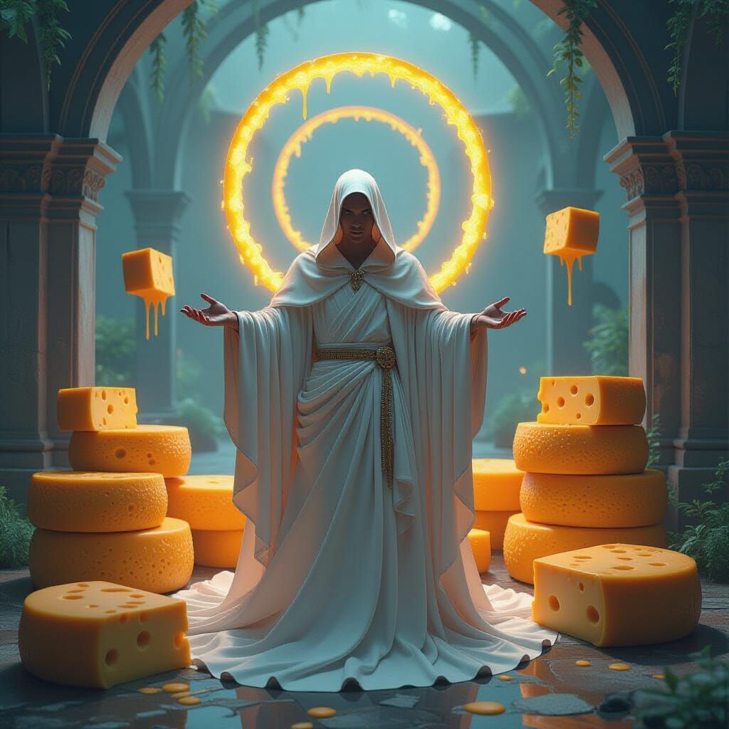 Cheese God in Dreamlike Digital Art Style