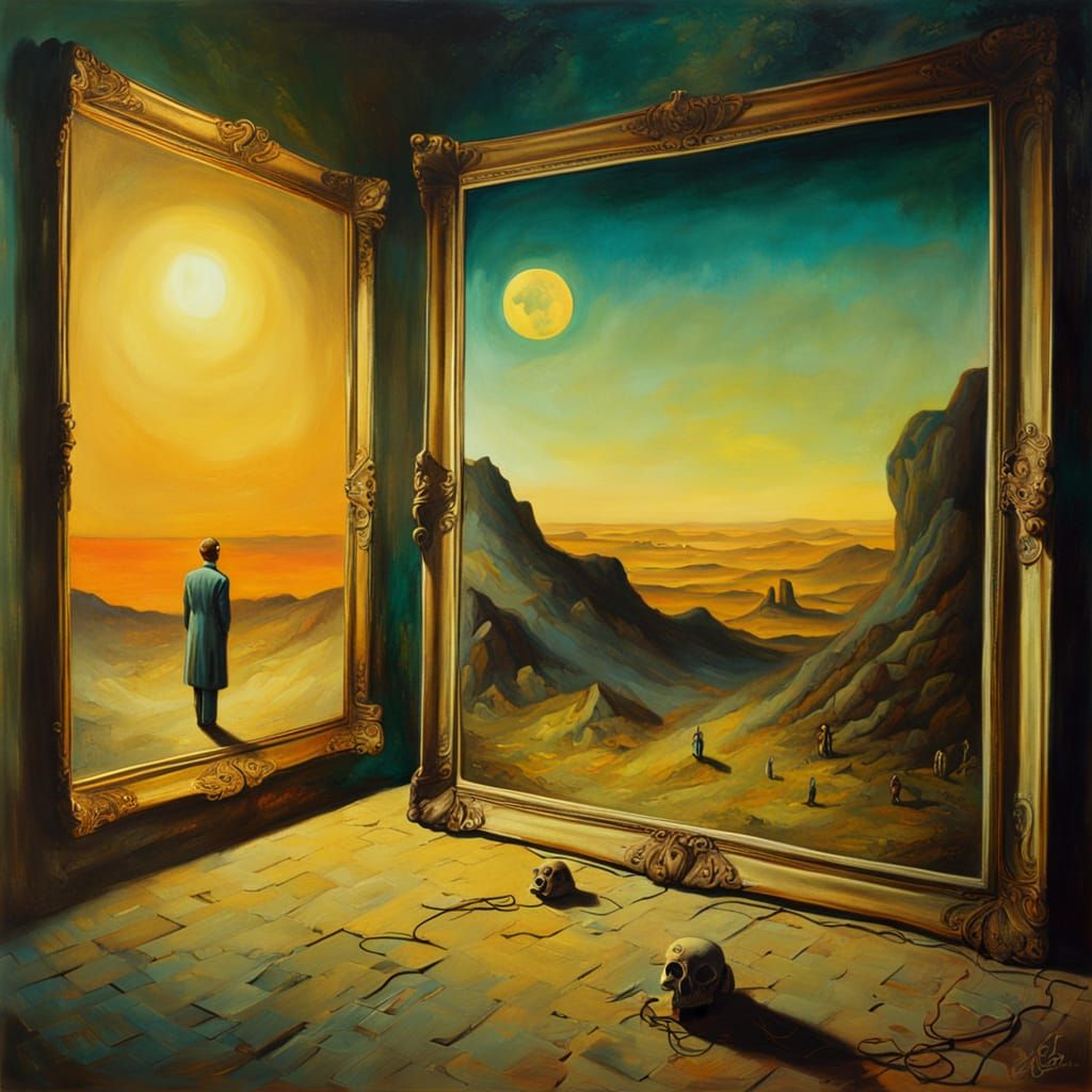 Surreal Oil Painting of Vintage Photographs