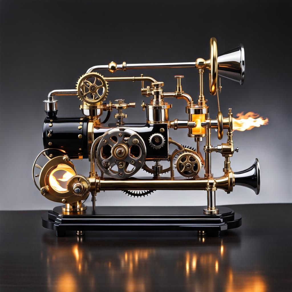 Steampunk Flame Machine in Glossy Silver and Gold