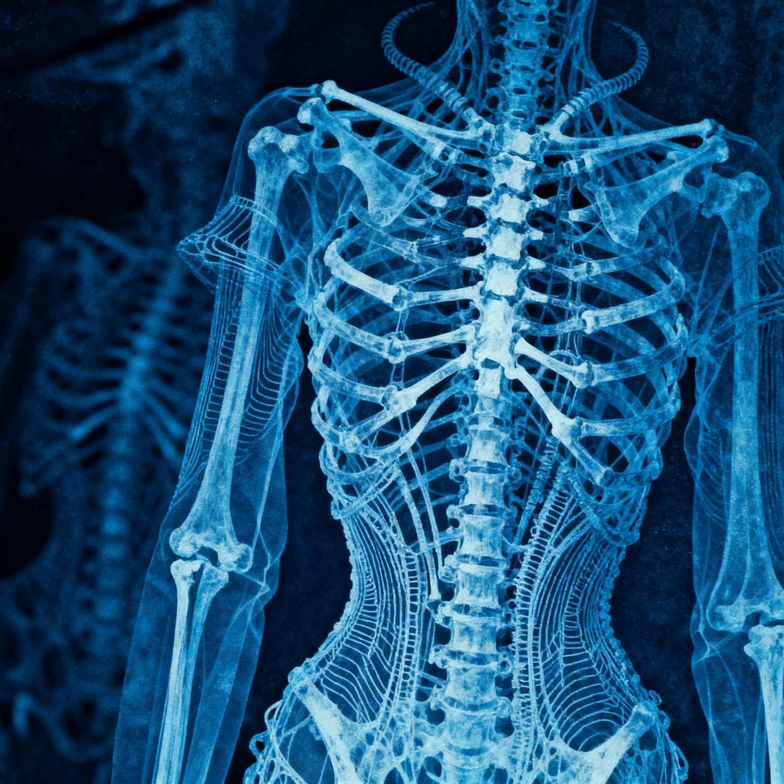 Electric Blue Tangled Bones Photogravure