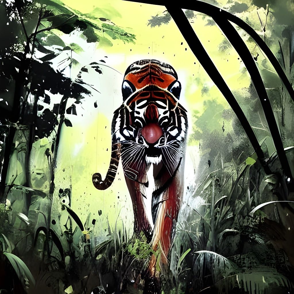 Tiger Stalking in Jungle, Speedpaint Style
