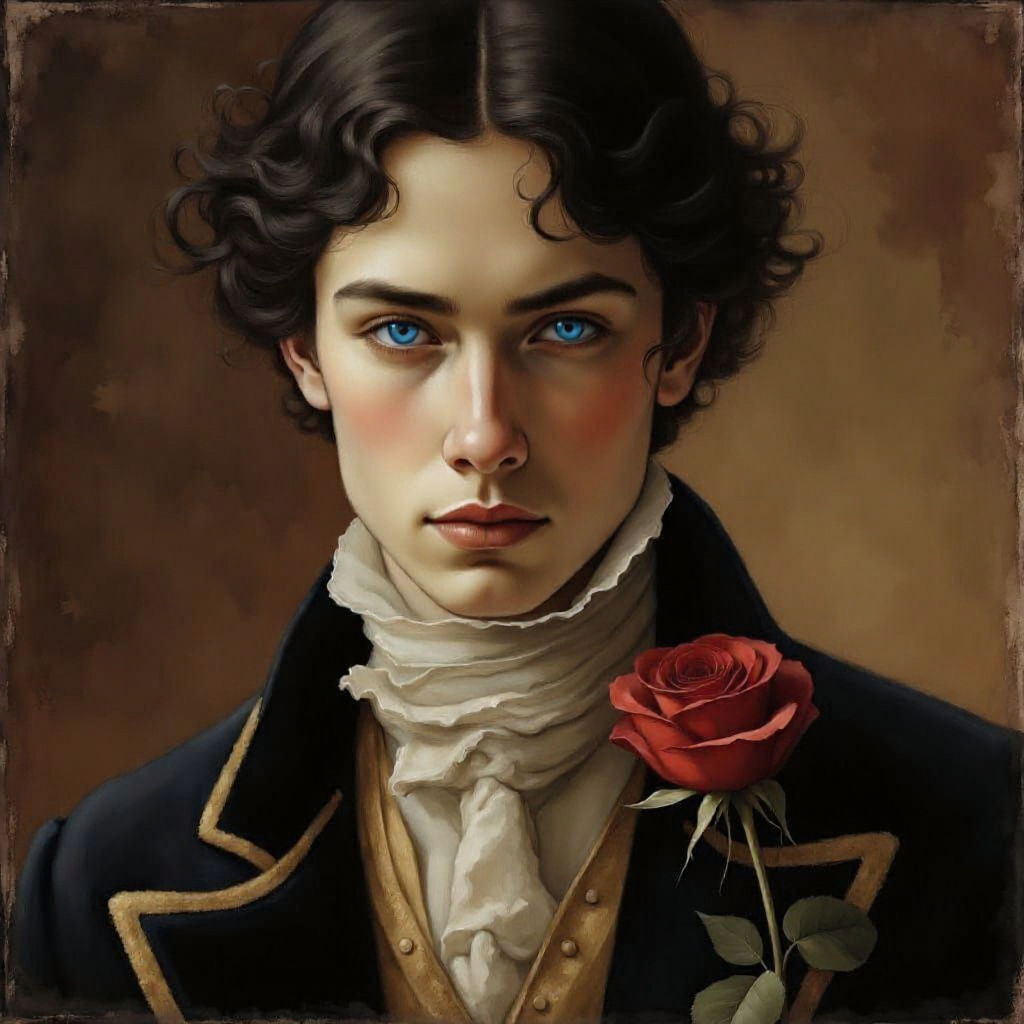 Lord Byron Portrait in Sepia-Toned Film Aesthetic