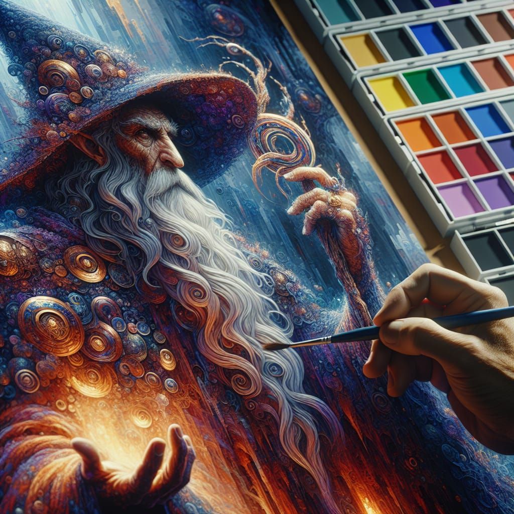 Fantastical Wizard in Rich, Vibrant Colors