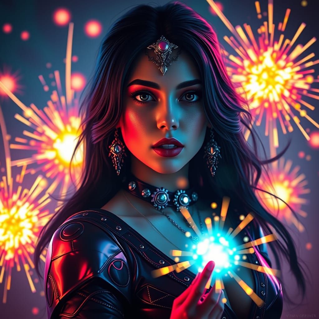 Dark Fantasy Elvira in Triadic Colors