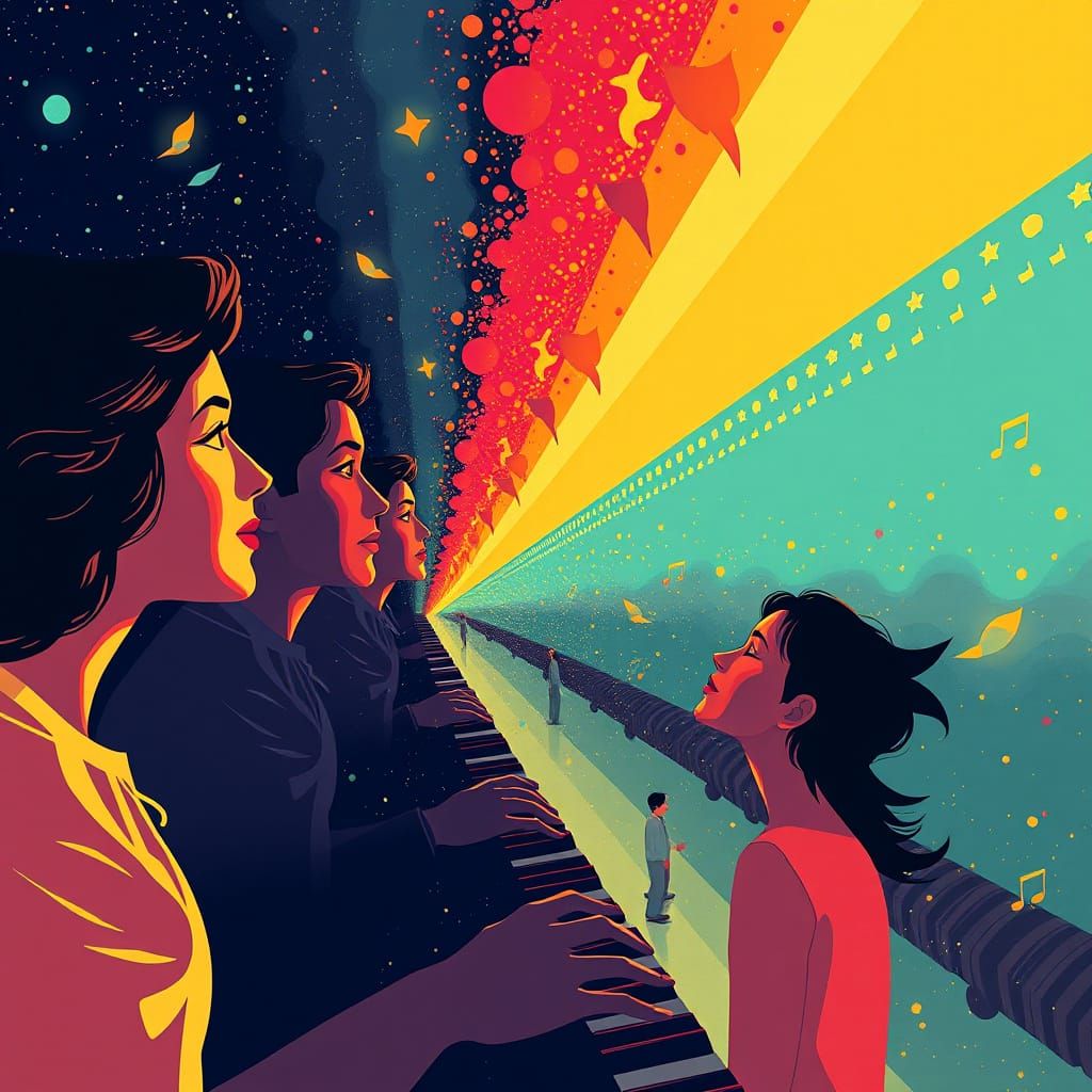 Emotional Morning Sonata in Pop Art Style