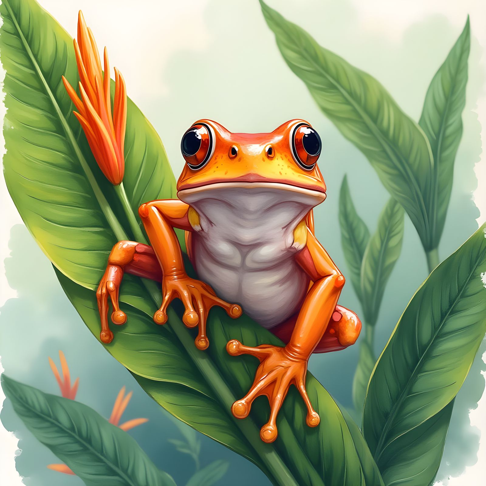 Heliconia and the frog.