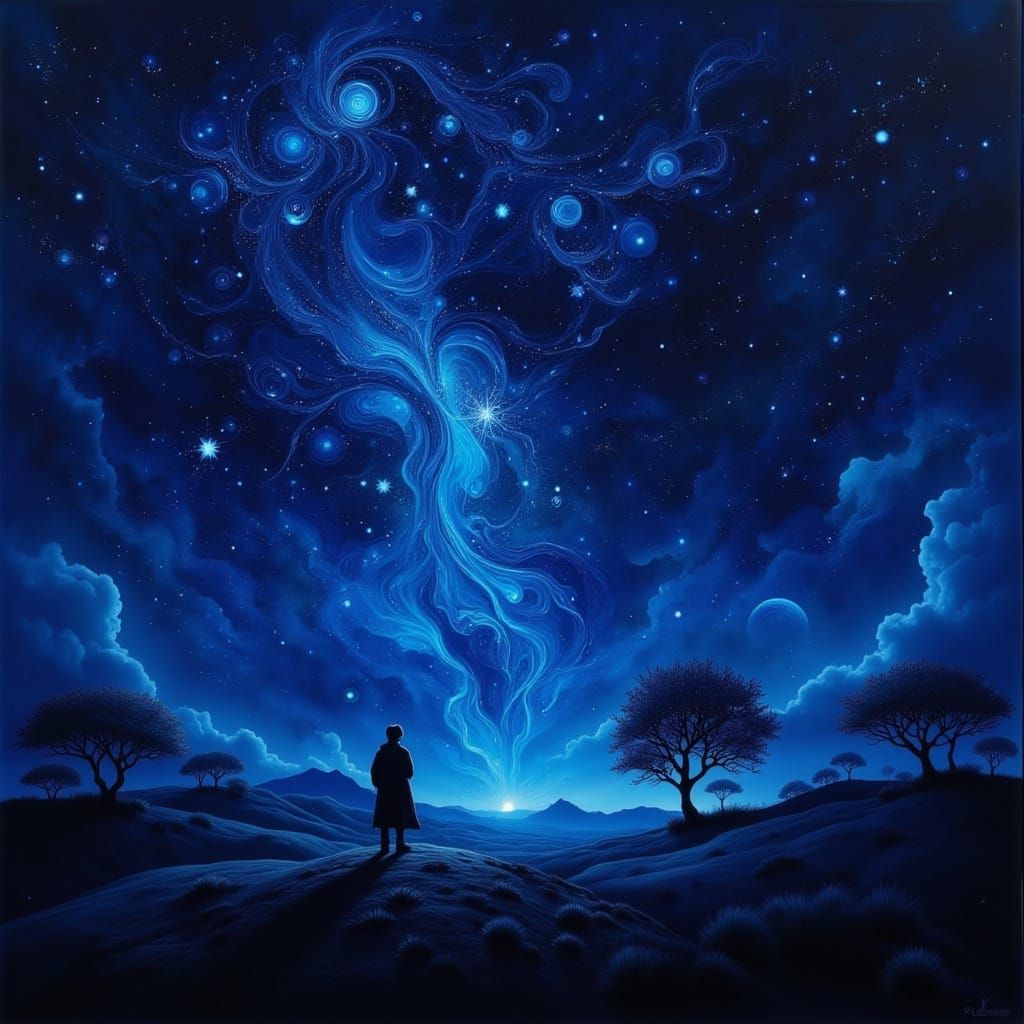 Dark Indigo Dreamscape in Cyberpunk Style