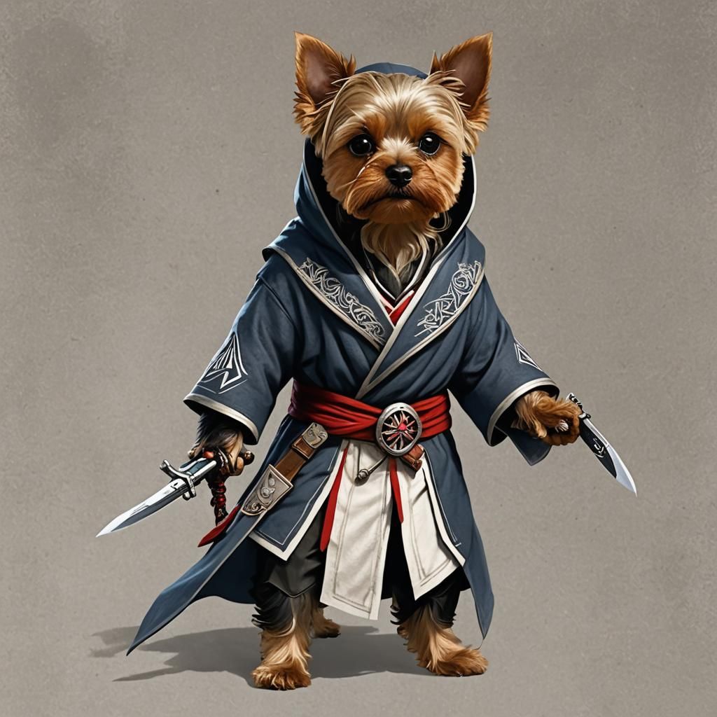 Yorkie Assassin in Assassin's Creed Style