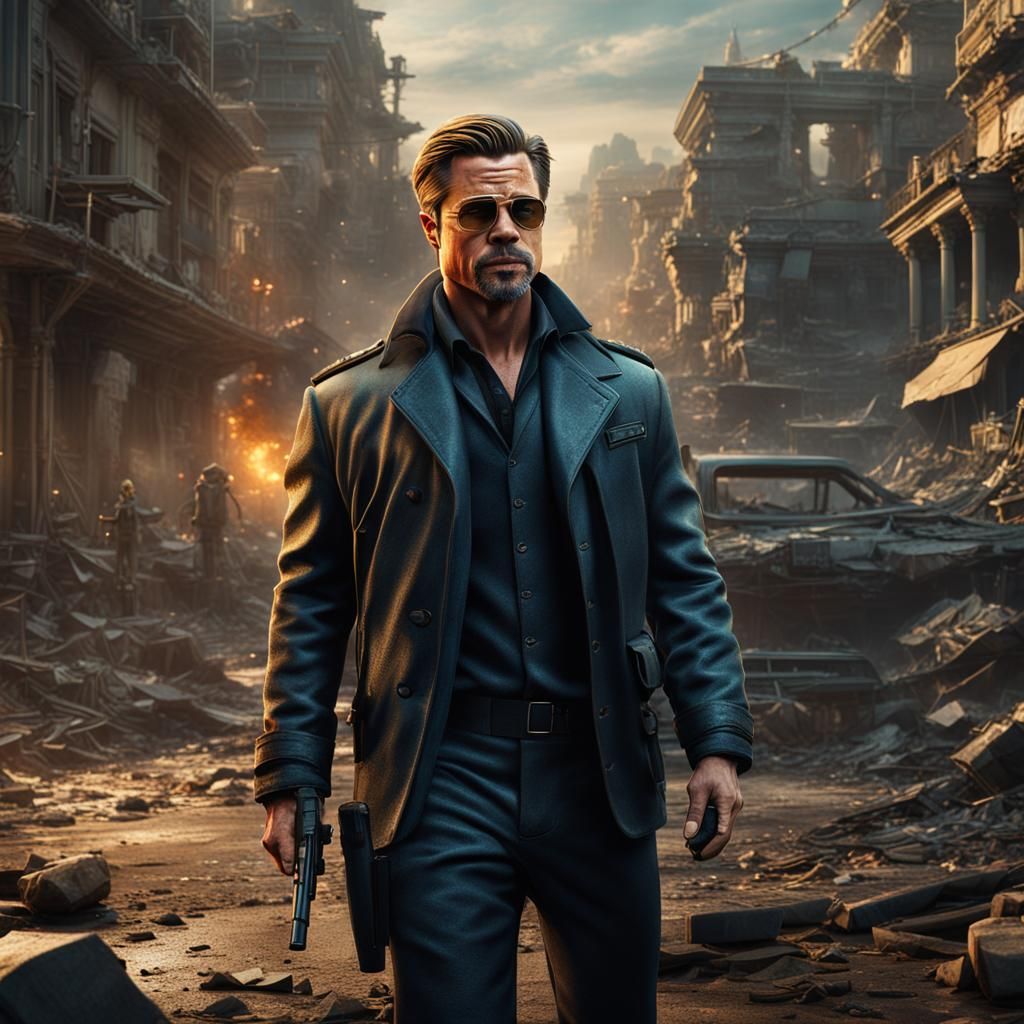 Brad Pitt as Special Agent: Detailed Matte Painting