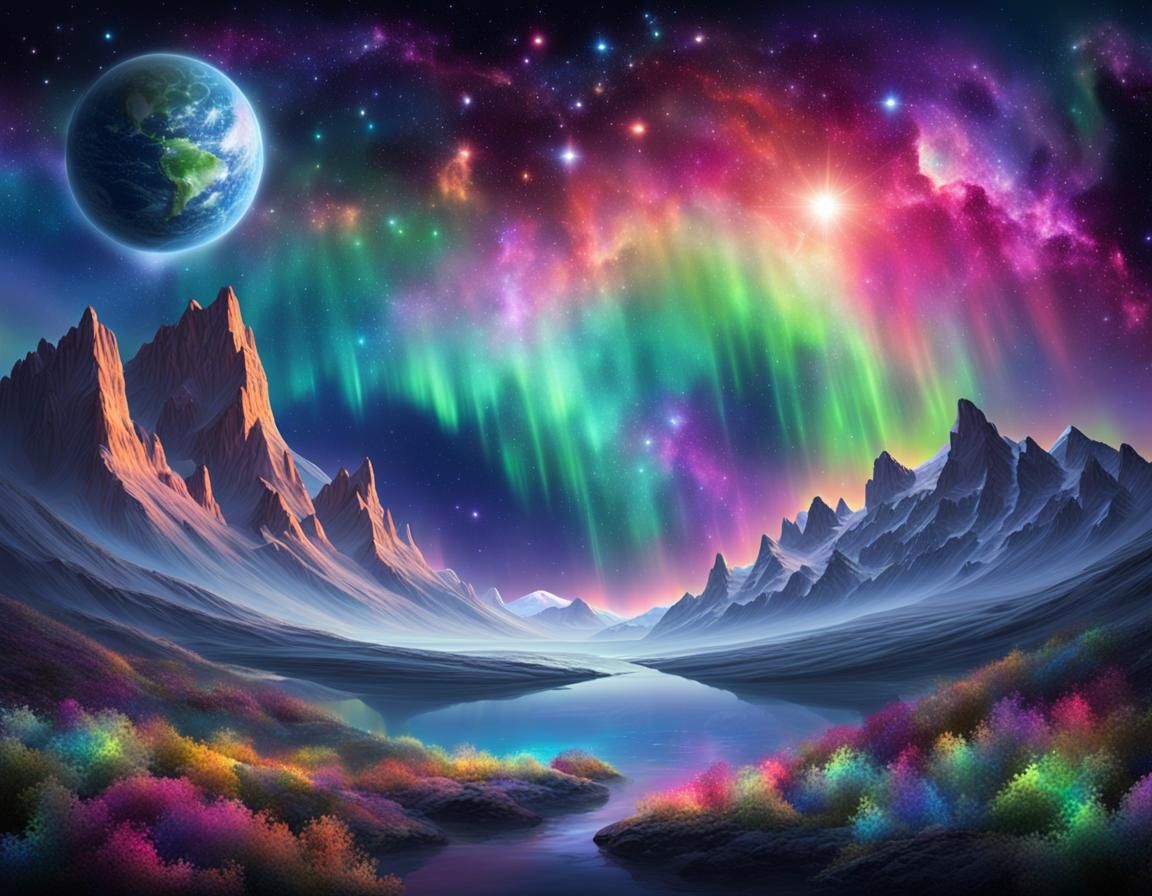 Spectrum Aurora: Cosmic Serenade in Space