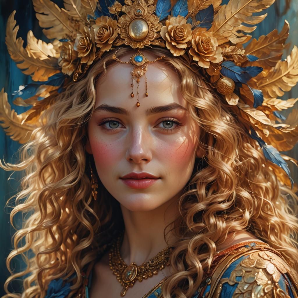 Golden Haired Woman Portrait in Cinematic Fantasy Art