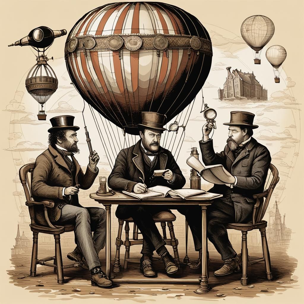 Steampunk Scientists Prepare Hot Air Balloon