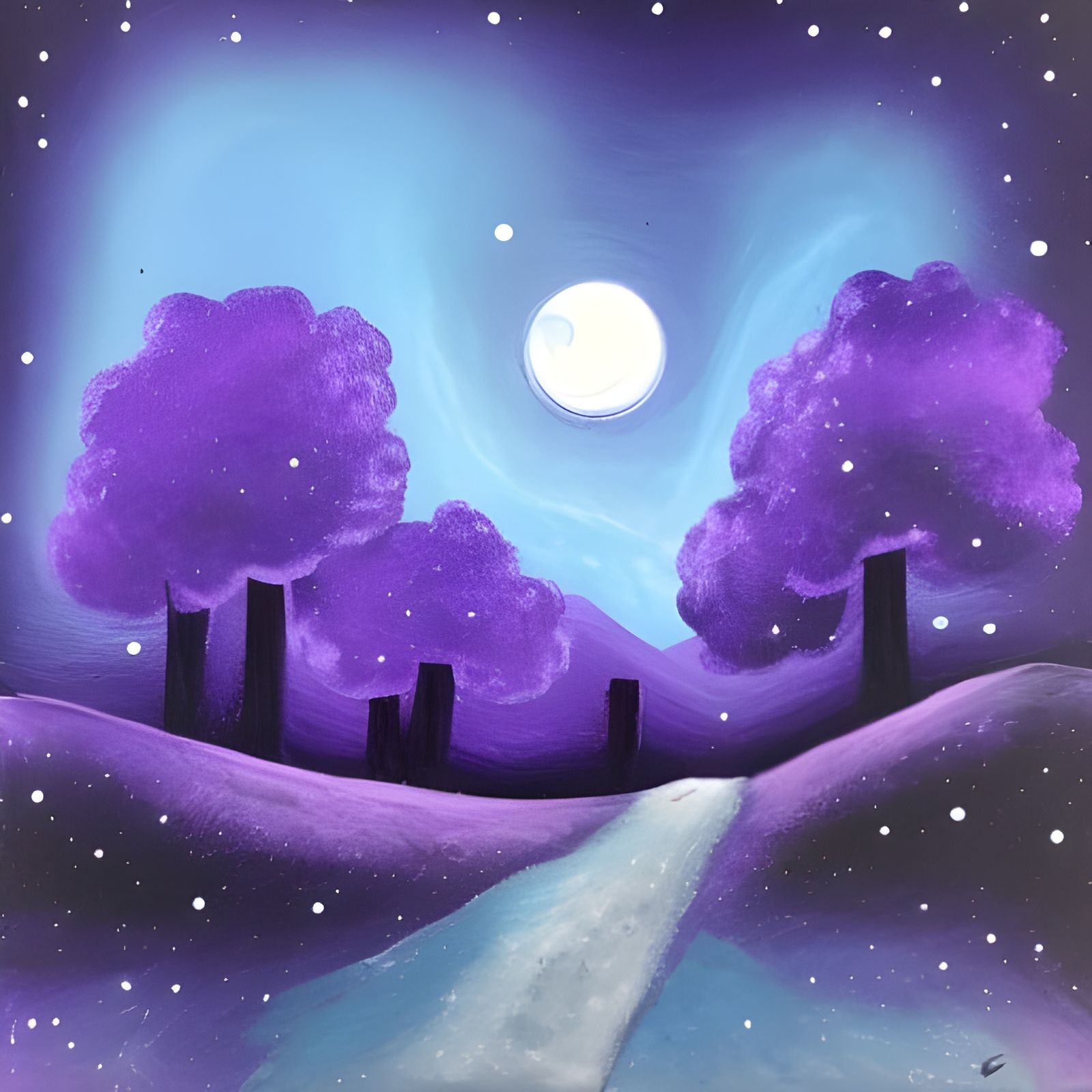 Purple Night Landscape: AI Generated Dreamscape