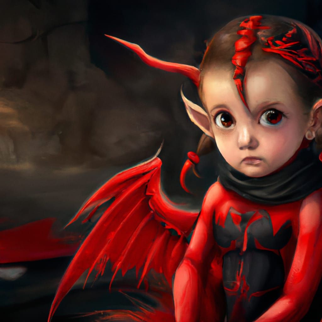 Red Demon Girl in Medieval Armor: Hyperrealistic Portrait