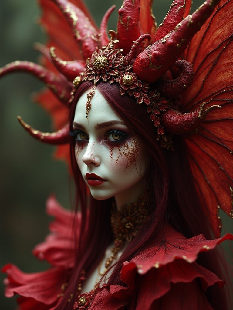 Ethereal Porcelain Fairy with Golden Cracks