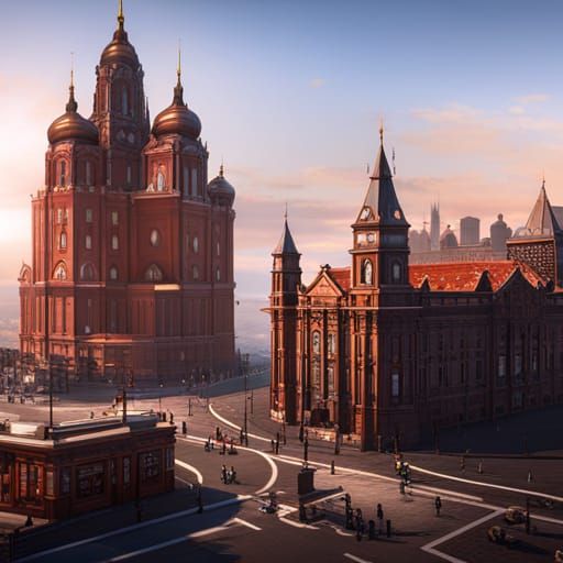 Red Square, Moscow, 1907 in 3D Game Style