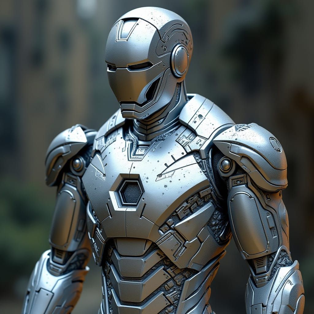 Cyberpunk Liquid Metal Ironman Suit in High-Sheen Armor
