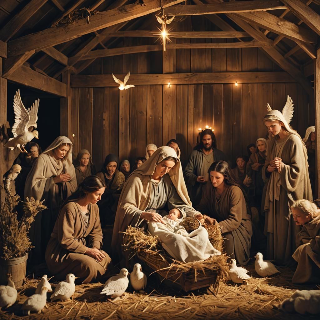 Baby Jesus Manger Scene in Cinematic Style