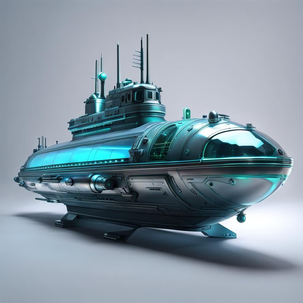 Holographic Submarine in Fantasy Art Style