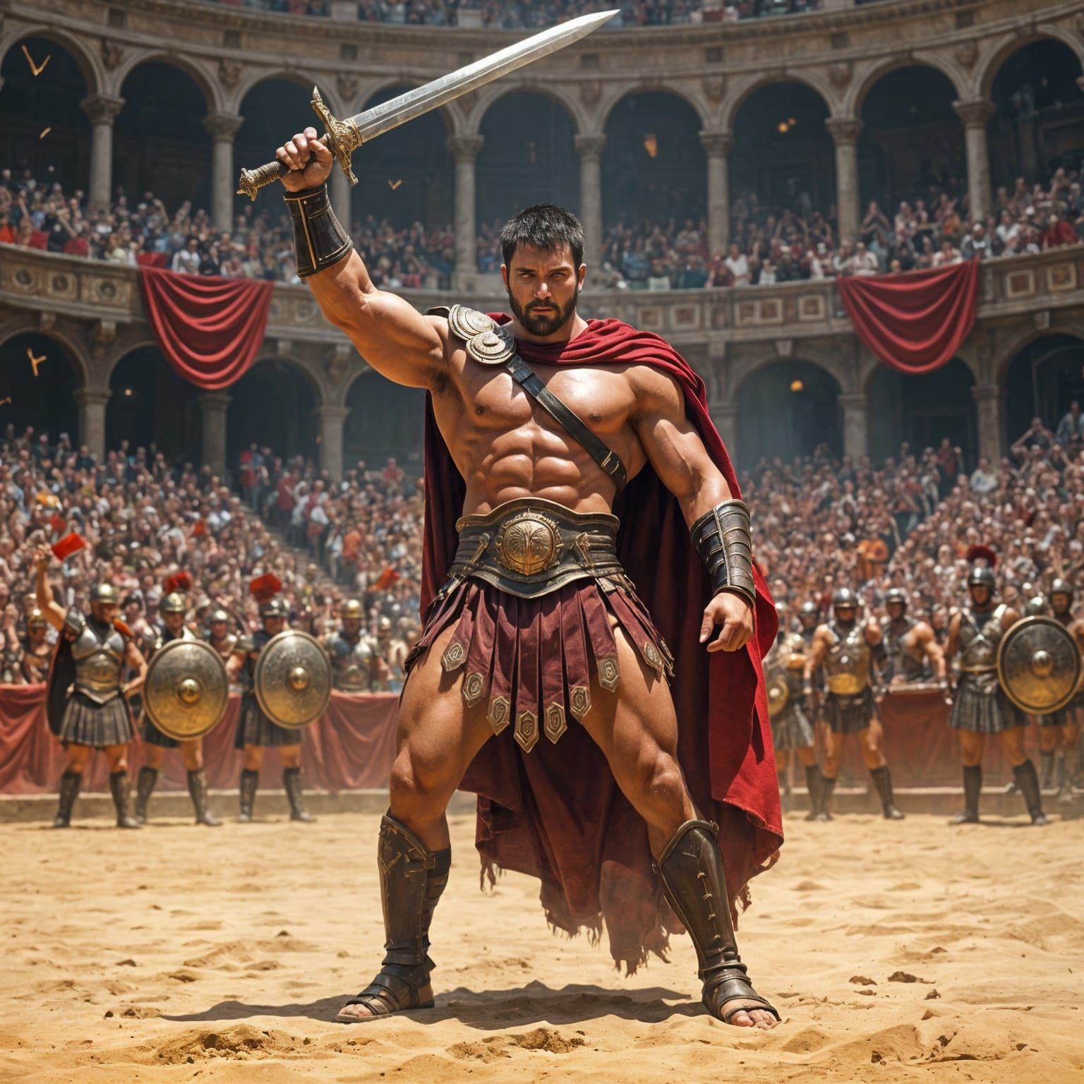Gladiator's Triumph in the Arena: A Heroic Fantasy