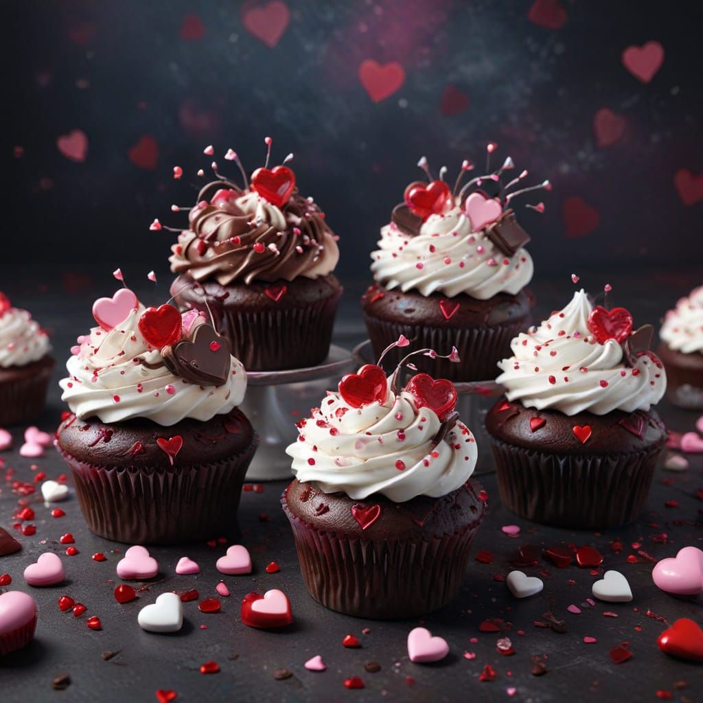 Surreal Chocolate Cupcakes in a Whimsical Valentine's Day Sc...