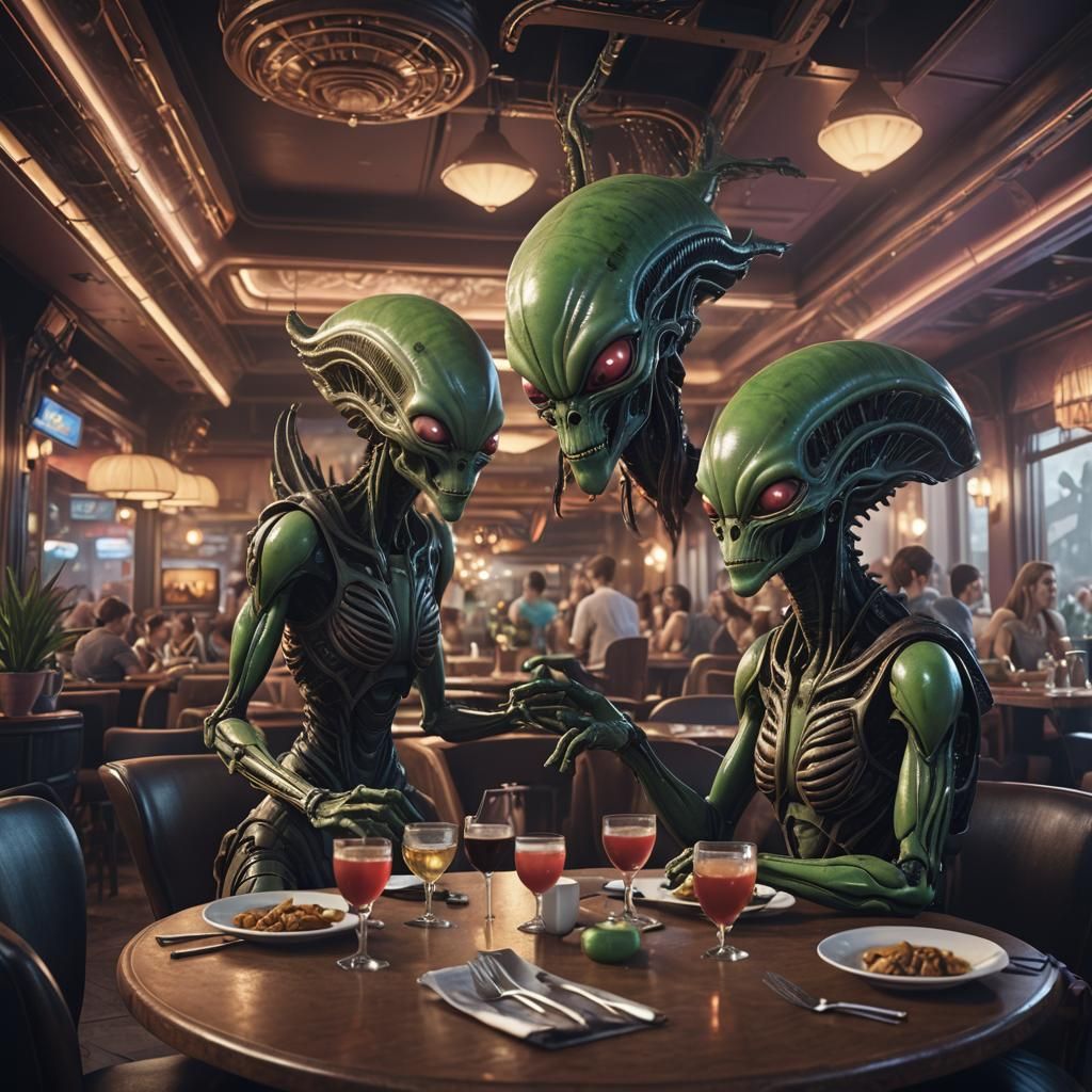 Aliens on a Date: Detailed Matte Painting