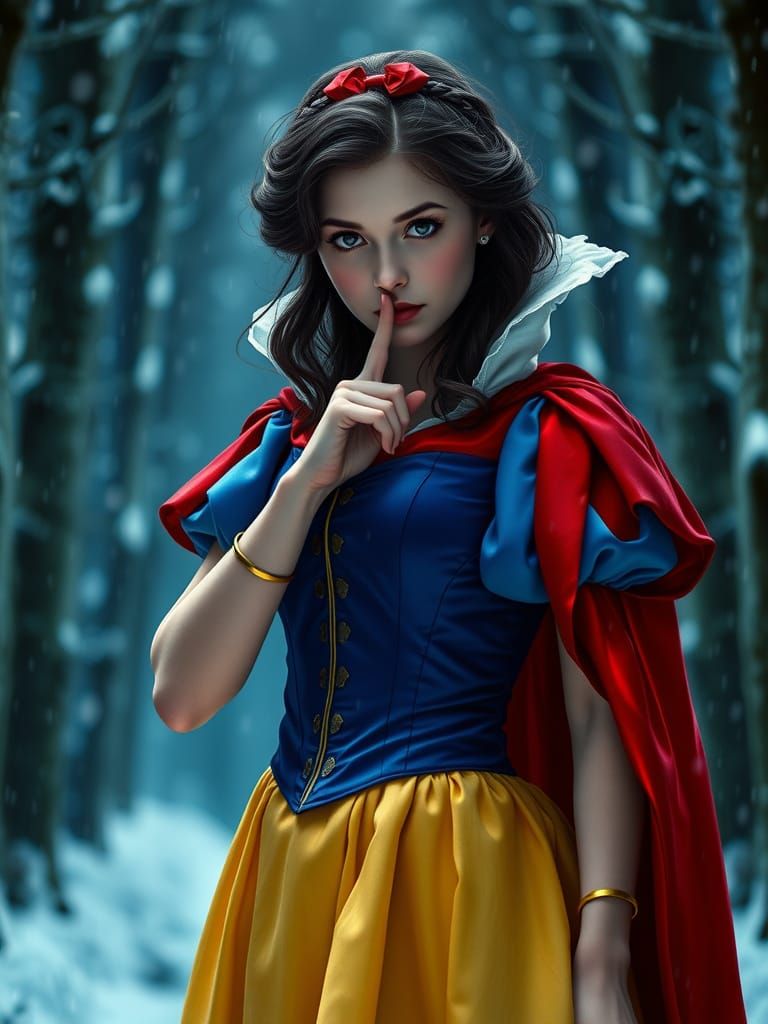 Snow White Silence in Anime Style Winter Forest