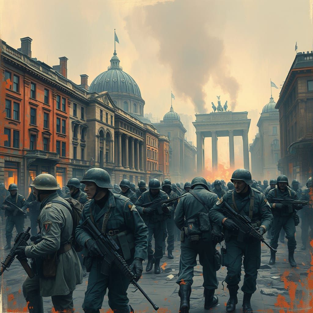 Dystopian WW2 Berlin Battle in Dadaist Style