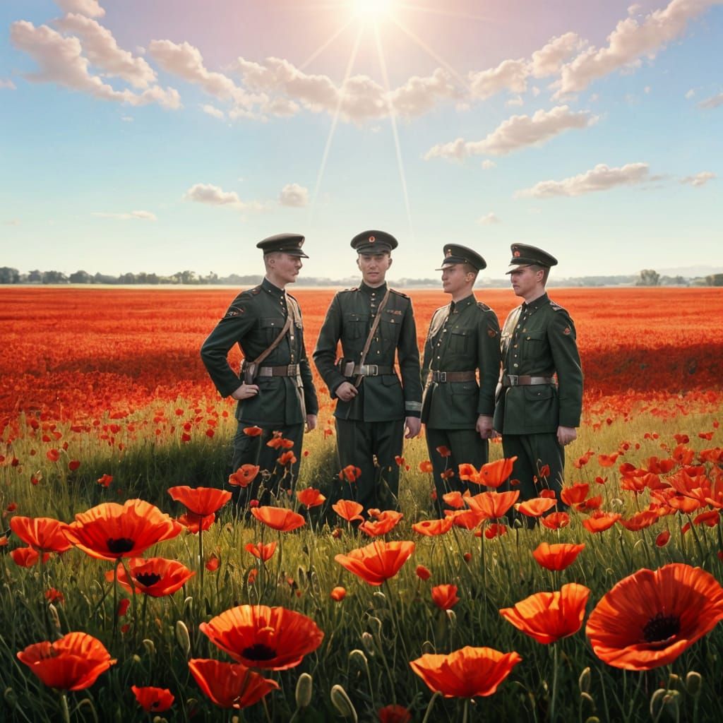 Poppy Field Memorial: Remembrance Day Digital Art
